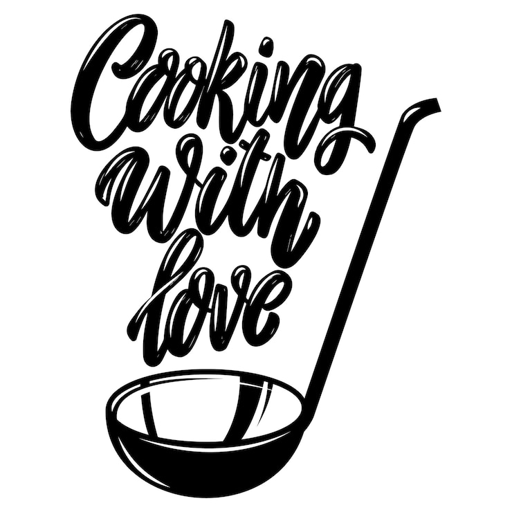Vettore cucinare con amore. frase scritta su sfondo bianco. elemento di design per poster, banner, t-shirt, biglietti. illustrazione vettoriale