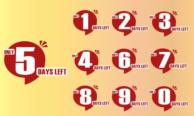 Cuenta regresiva de das restantes en rojo