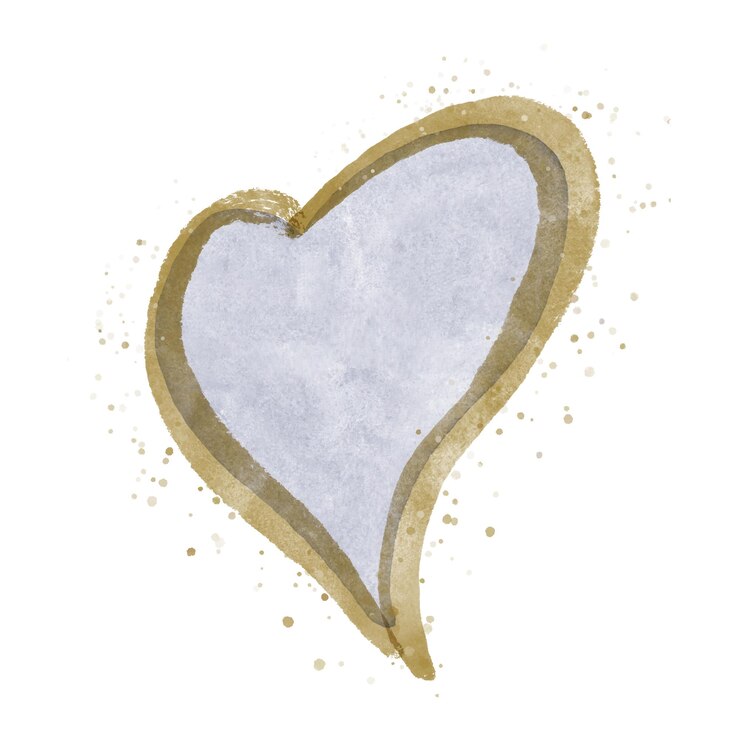 Cuore acquerello blu e oro su sfondo bianco, wall art