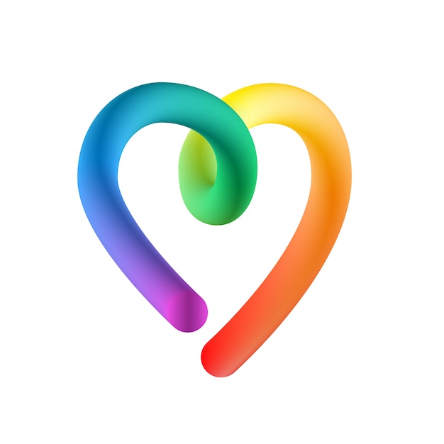 Cuore arcobaleno su bianco