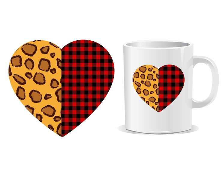 Vettore cuore buon san valentino tazza disegno vettoriale