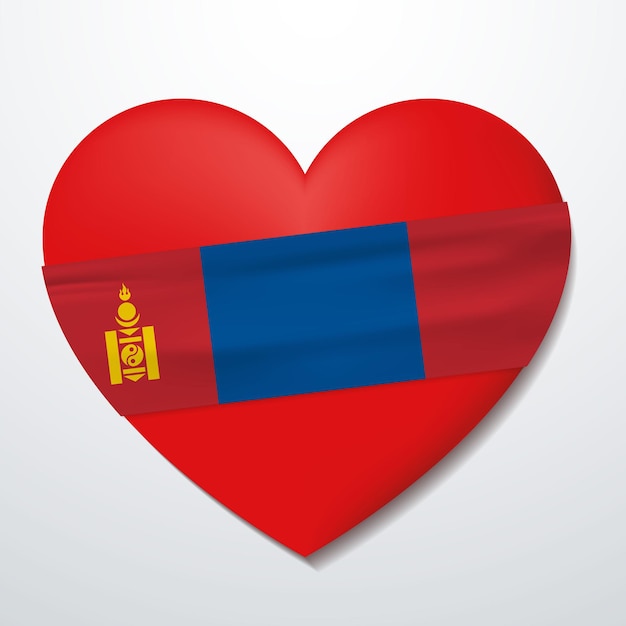 Cuore con bandiera della Mongolia