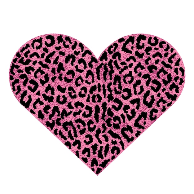 Cuore con macchie di leopardo Illustrazione vettoriale rosa metallizzato