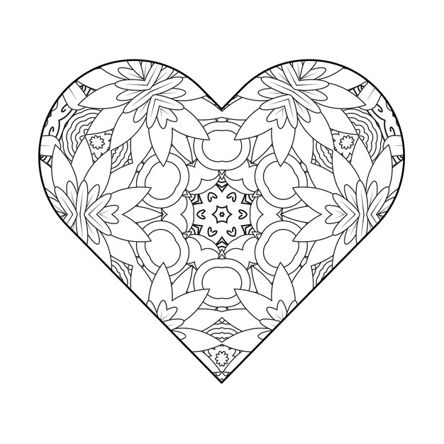 Cuore da colorare Pagina San Valentino da colorare Pagina da colorare per adulti Libro da colorare per adulti