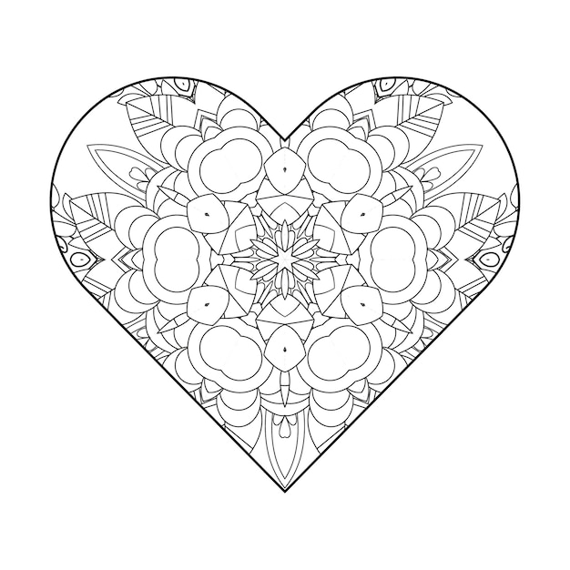 Cuore da colorare Pagina San Valentino da colorare Pagina da colorare per adulti Libro da colorare per adulti