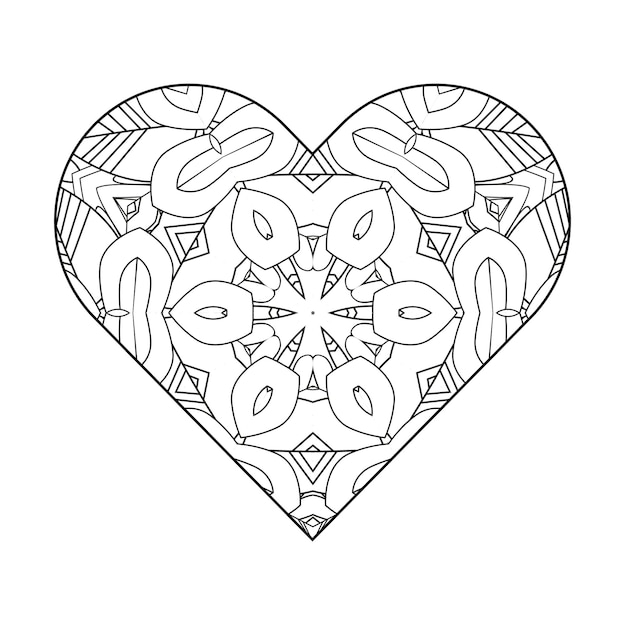 Cuore da colorare Pagina San Valentino da colorare Pagina da colorare per adulti Libro da colorare per adulti