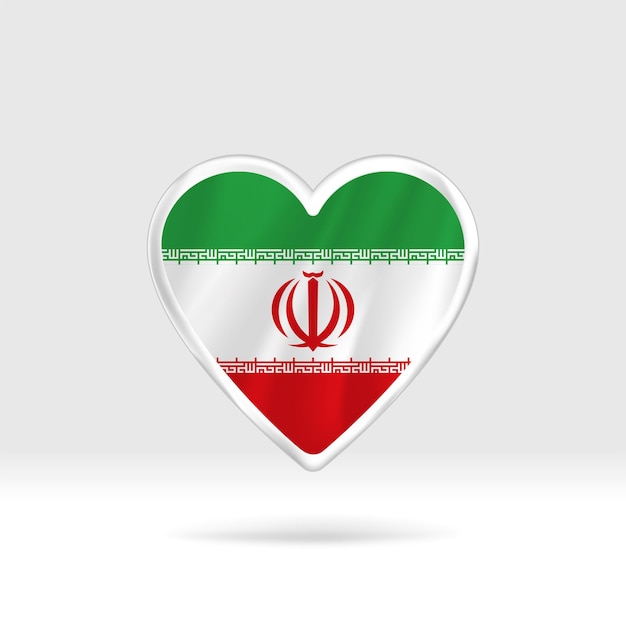 Cuore dalla bandiera dell'Iran. Modello di stella e bandiera con bottone d'argento. Facile modifica e vettore in gruppi.