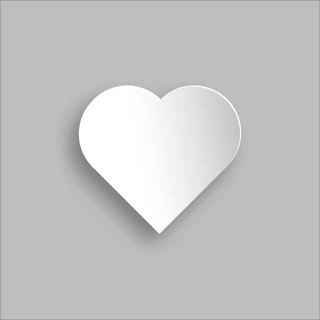cuore di carta bianca con ombra su sfondo bianco
