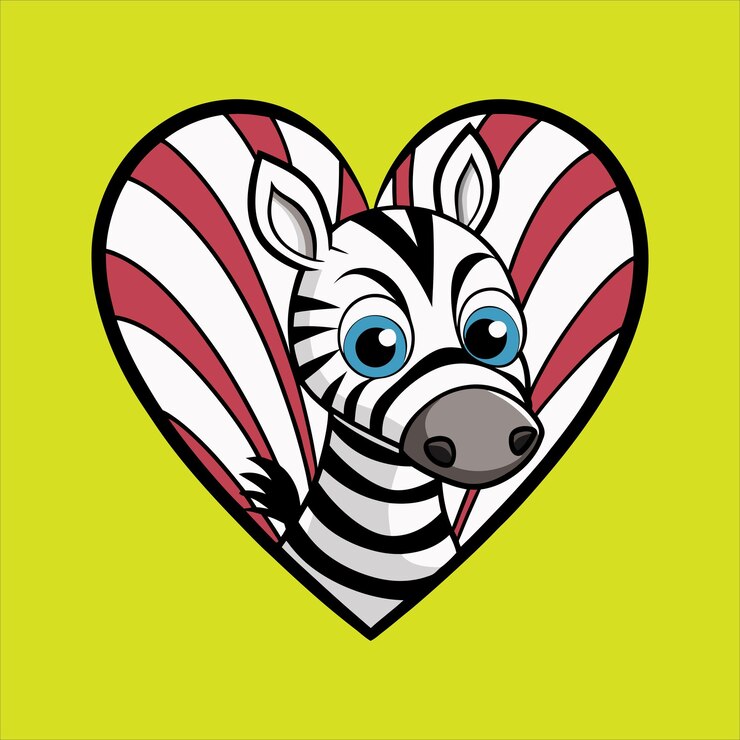 Vettore cuore di zebra kawaii