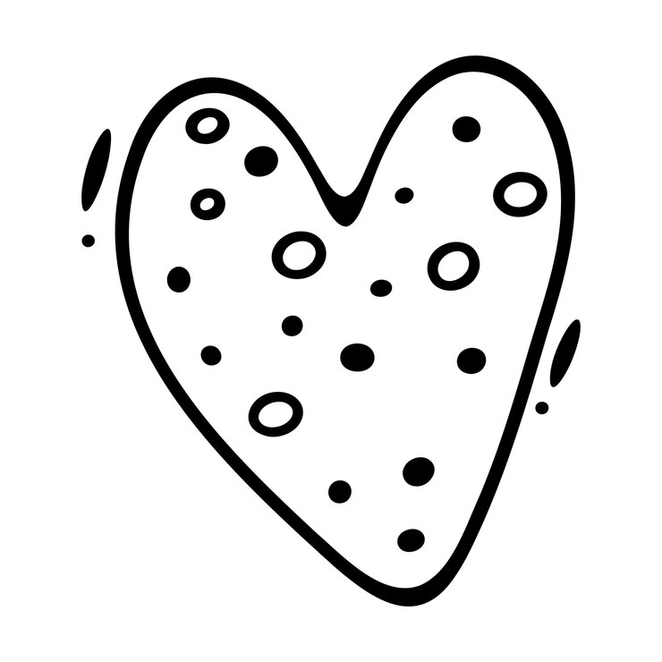 Vettore cuore doodle con punti all'interno