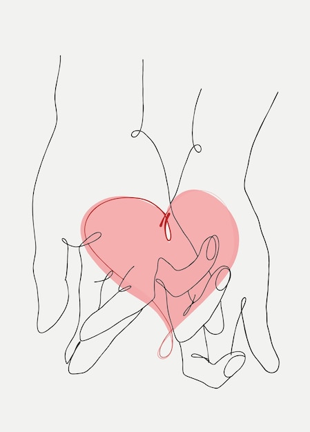 Cuore gesto della mano vettore disegno della linea vettore