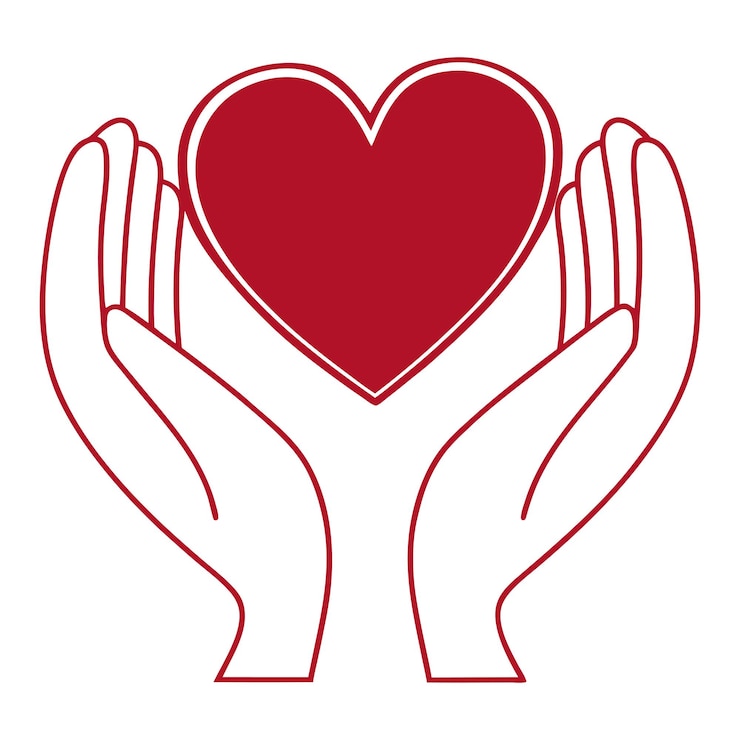 Vettore cuore in mano