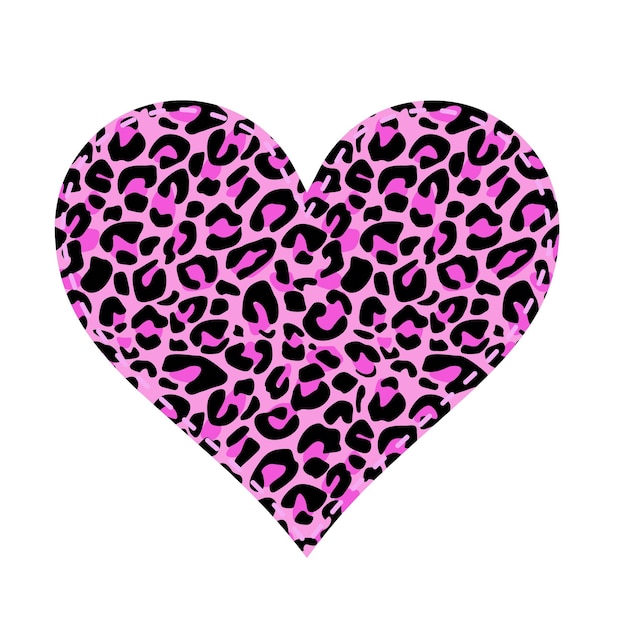 Cuore patchwork con pelle di leopardo rosa