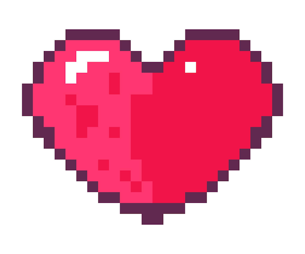Cuore pixelato per l'interfaccia di gioco gioca la vita