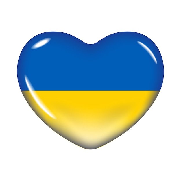 Cuore realistico 3d in colore giallo e blu isolato su sfondo bianco Bandiera ucraina Vettore