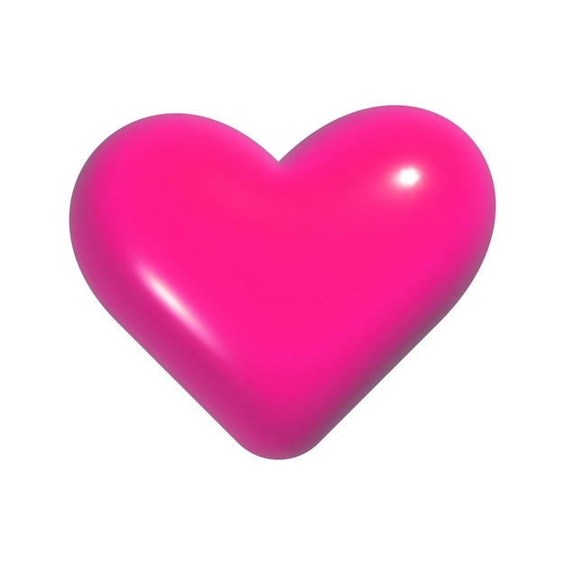 Cuore rosa isolato d illustrazione vettoriale realistica di plastica simbolo d'amore luccicante