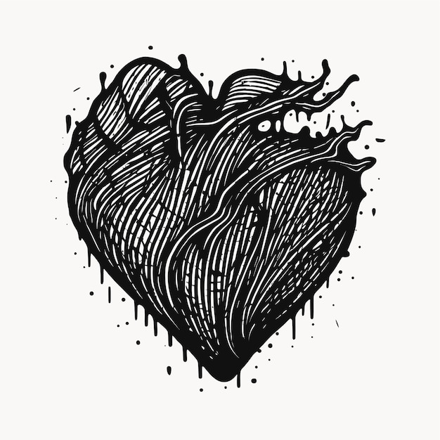 Cuore Segno dell'icona del cuore disegnato a mano - pennello disegno calligrafia cuore cuore nero simbolo cartone animato