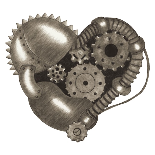 Cuore steampunk disegnato a mano