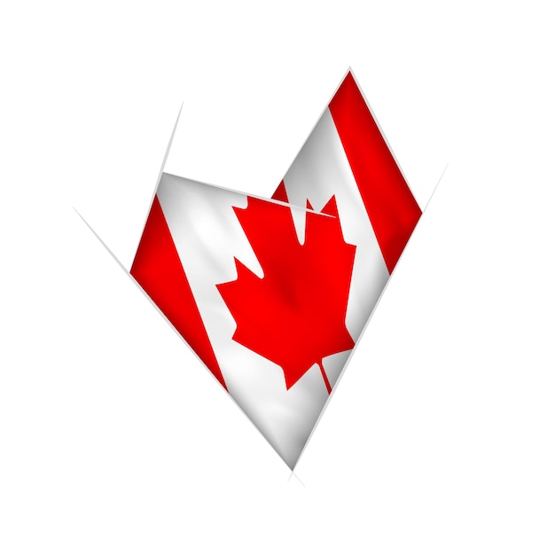 Cuore storto abbozzato con la bandiera del Canada