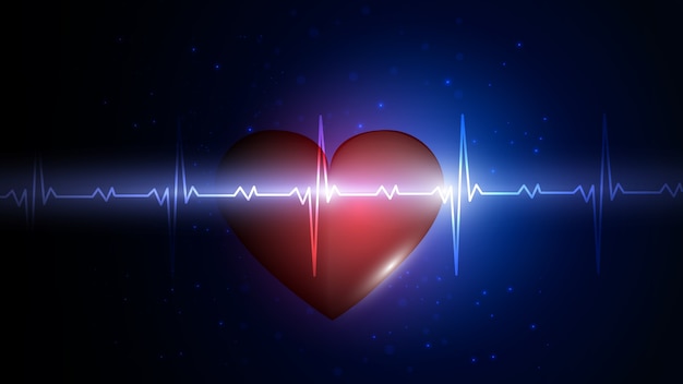 cuore sullo sfondo di un grafico della frequenza cardiaca