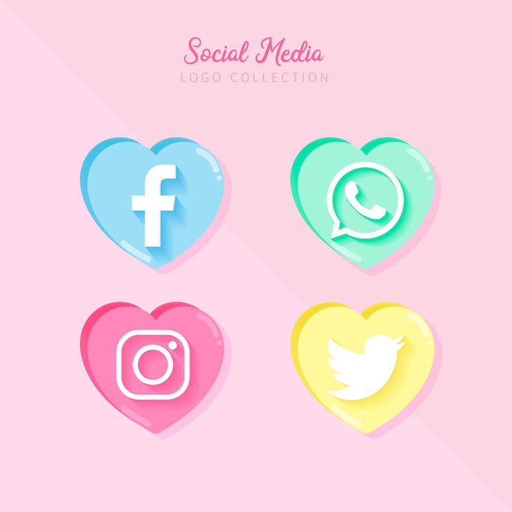 Vettore cuori carini social media vettore gratuito