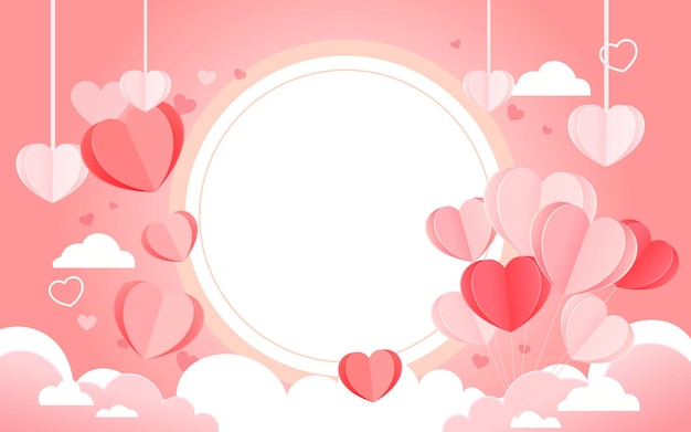 Cuori di San Valentino con alberi e piante sullo sfondo illustrazione vettoriale