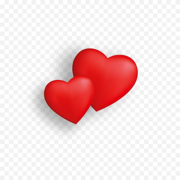 Cuori realistici vettoriali png Due cuori su uno sfondo trasparente isolato Cuore rosso png