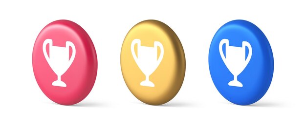 Cup trofeo premio miglior vittoria risultato pulsante primo posto gioco online connessione 3D icona isometrica