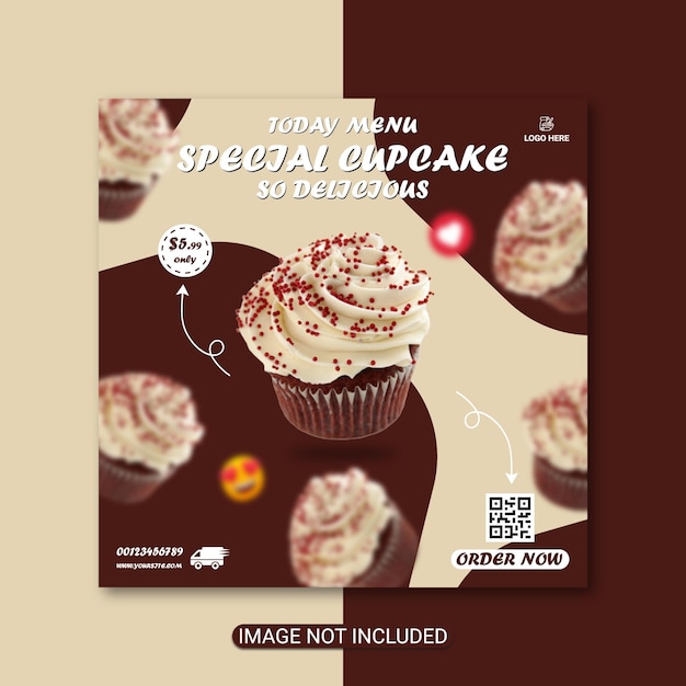 cupcake flyer template design premium vector