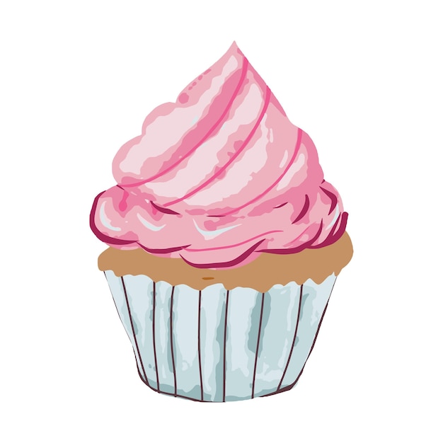 Cupcake rosa su bianco