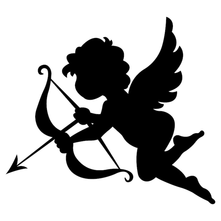 Vettore cupido silhouette.black icon.vector illustrazione isolato su sfondo bianco.