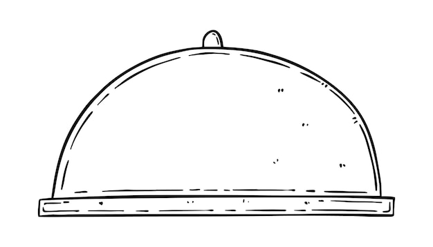 Cupola di servizio con cartone animato di linea di doodle di cibo vassoio da portata