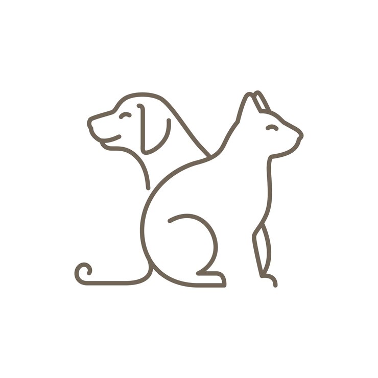 cura degli animali domestici cane gatto casa per animali domestici design di logo minimalista vettore