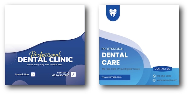 Cure odontoiatriche assistenza sanitaria medica Modello di banner post sui social media o volantino quadrato promozionale o design di banner web