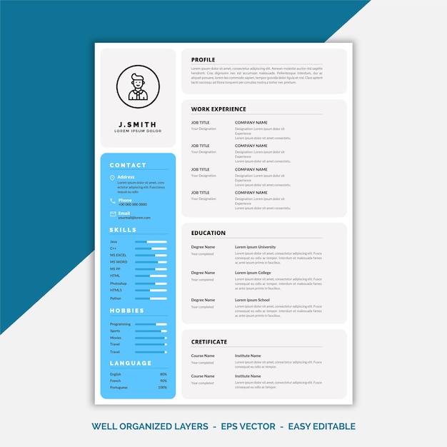 Curriculum pulito e semplice o modello di cv