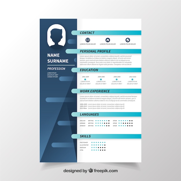 Curriculum vitae professionale blu