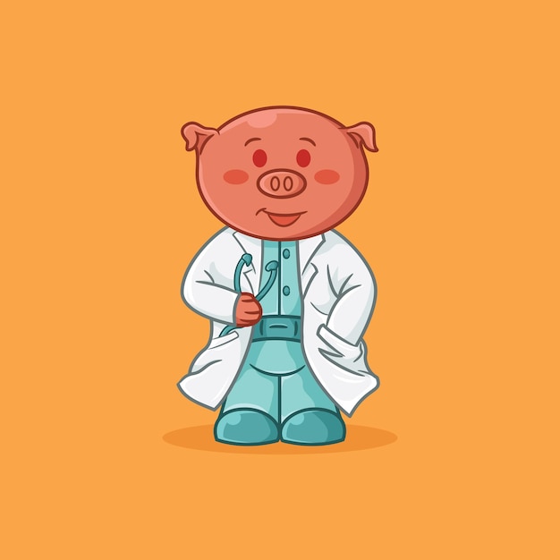 Cute baby dottore con stetoscopio Icona vettore cartone animato illustrazione stile cartone animato piatto