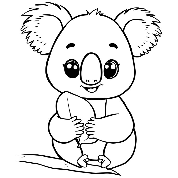 Cute Baby Fun Koala Line Art e Outline per le pagine da colorare