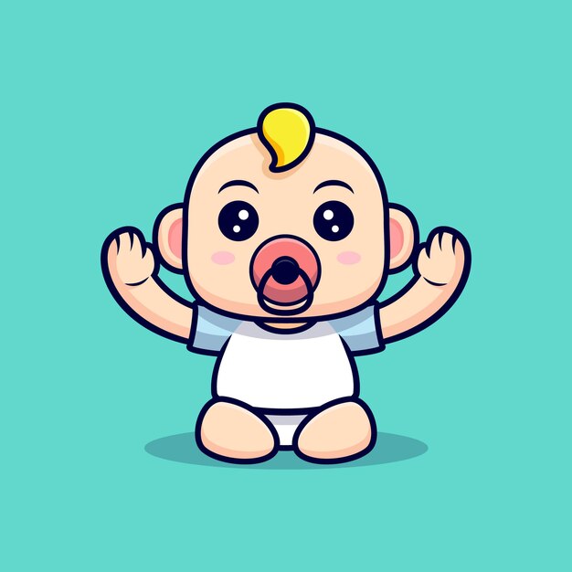 Cute Baby vuole essere trasportato. Icona carattere illustrazione