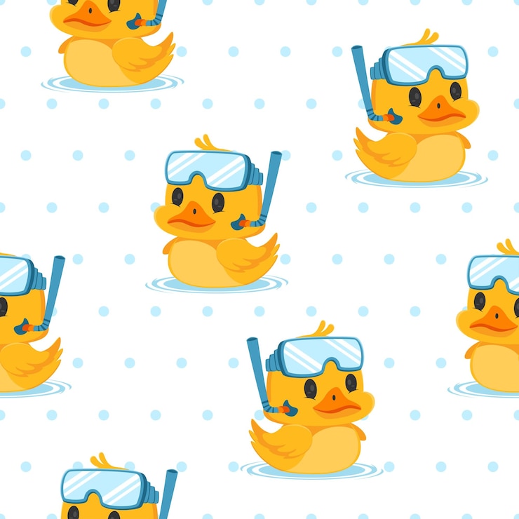 Vettore cute duck diver cartoon vettori modello sfondi