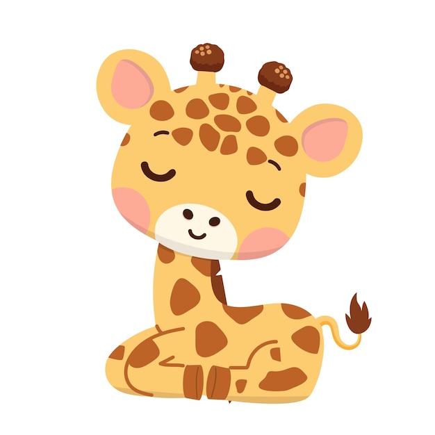 Cute Giraffe seduta Vector Icon