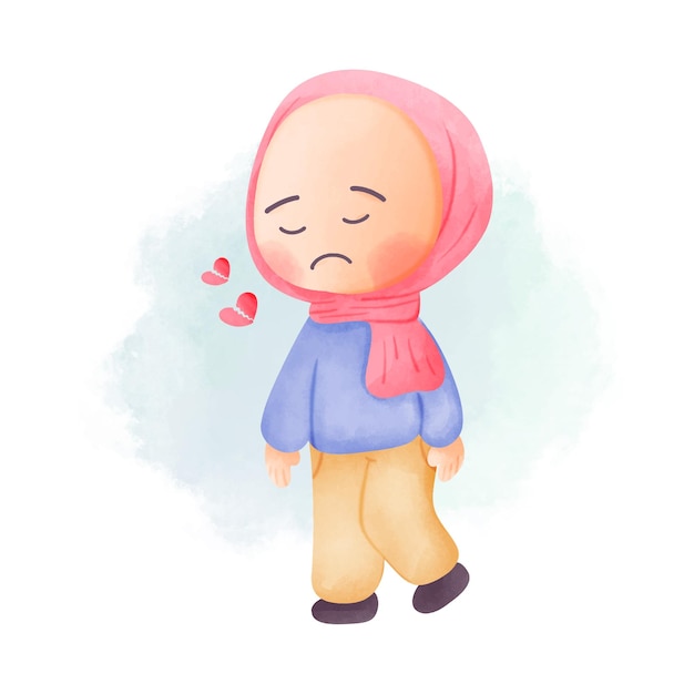 Cute Hijab Illustrazione In Amore Acquerello Clipart