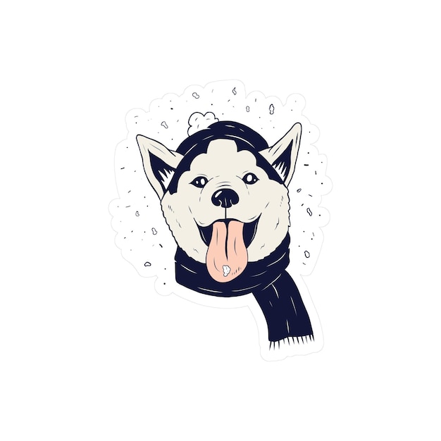 cute husky cane cartone animato icona vettoriale illustrazione animale natura icona concetto isolato