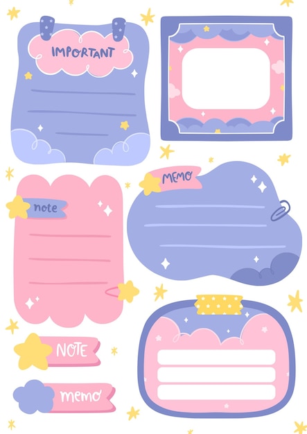 Cute note pastelle illustrazioni vettoriali