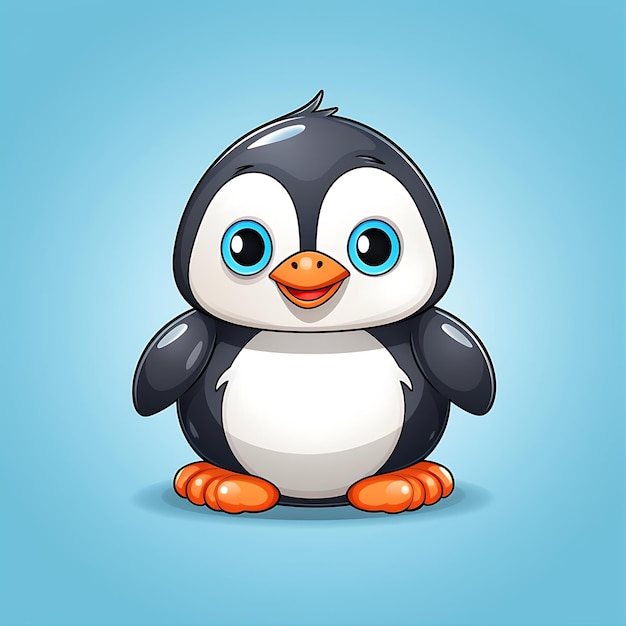 Cute Penguin Vector Logo Art