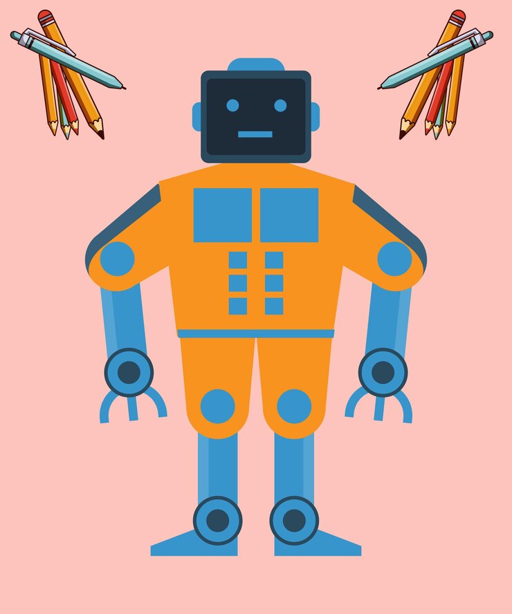 Vettore cute robot cartoon vector icon illustrazione persone tecnologia isolata