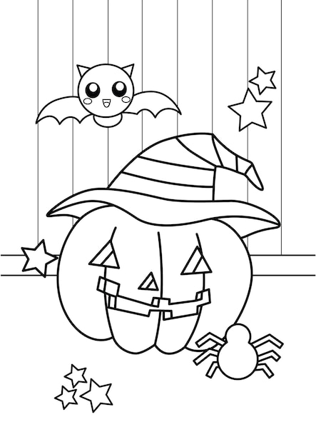 Cute Scream Spooky Horror Halloween Pumpkin Symbol Celebration Party Set di colorazione dei cartoni animati di ottobre