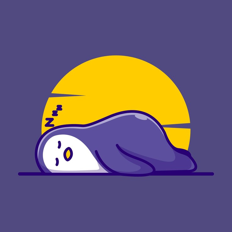 Vettore cute sleeping penguin mascot illustration vector icon flat cartoon concept