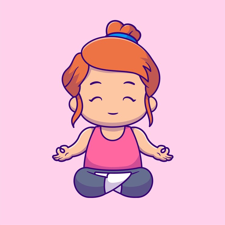 Cute Woman Meditation Yoga Cartoon Vector Icon Illustration Persone Icona Sport Concetto Isolato Piatto