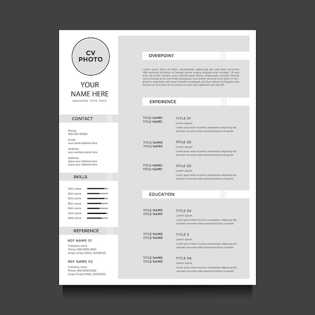 CV professionale minimalista CV Resume modello vettoriale Layout design per uso multiuso per lavori aziendali